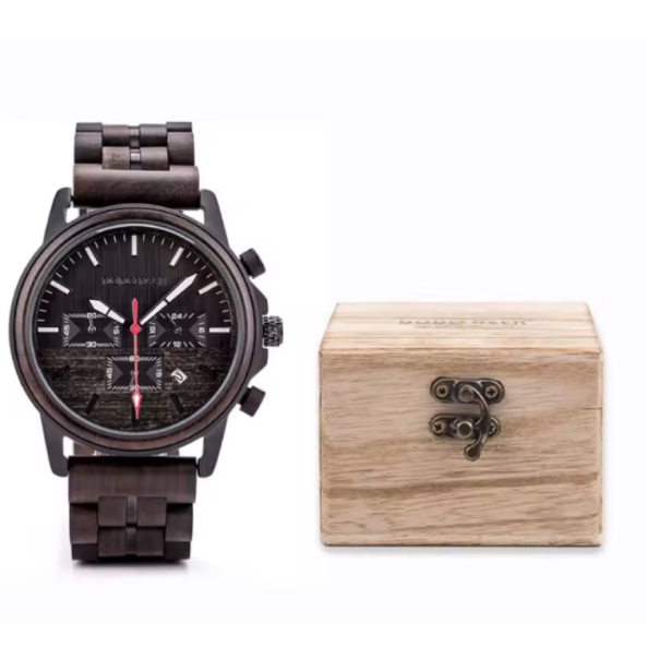 Montre DODO DEER en Bois avec Logo Personnalisé pour Homme. Chaque montre DODO DEER est une déclaration de style à l’essence naturelle. Inspirée par la noblesse du bois et le design géométrique.