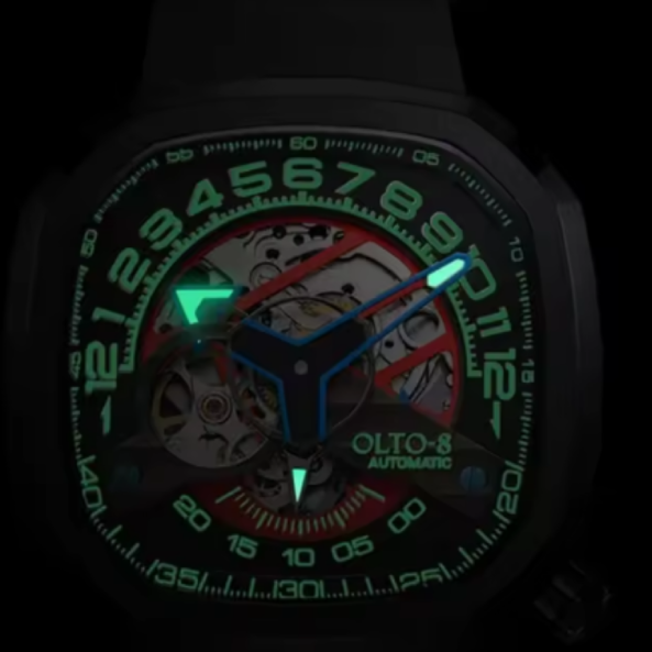 Édition Limitée Montre Existent Hommes Montres-Bracelets Mécaniques De Luxe OLTO-8 d’Extérieur 2023. Osse vous démarque avec cette montre de style skeleton (squelette) qui montre son mécanisme en action.