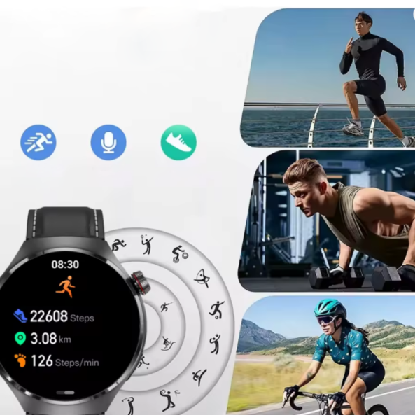 Montre 4 Pro Santé Smartwatch 2025. Cette montre intelligente combine une technologie de pointe avec un design élégant et minimaliste. Équipe des fonctions de santé et de remise en forme et d’un écran tactile HD très réactif.