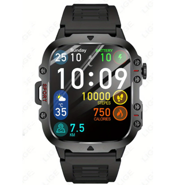 Montre Intelligente Militaire Huawei Xiaomi 2025. Conçue pour les plus exigeants, cette montre intelligente combine une endurance de haut niveau avec des fonctions avancées de santé, de sport et de connectivité complète.