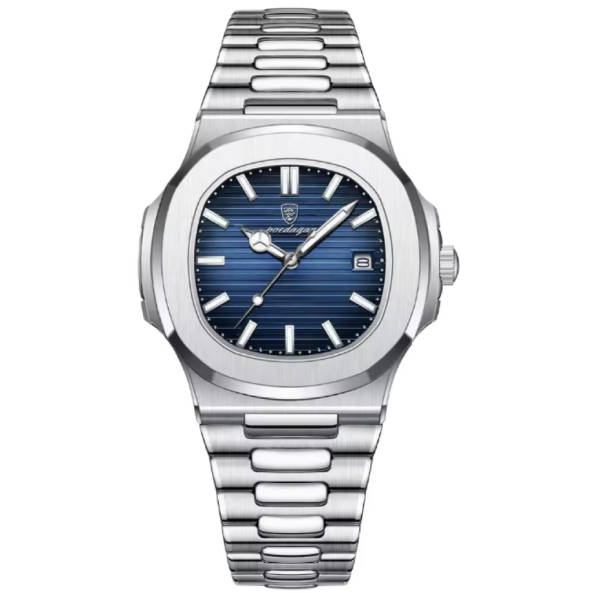 POEDAGAR carré luxe hommes montre-bracelet étanche lumineux Date en acier inoxydable. Inspirée des icônes suisses le plus admirées, cette montre allie l’élégance sportive à des détails raffinés.