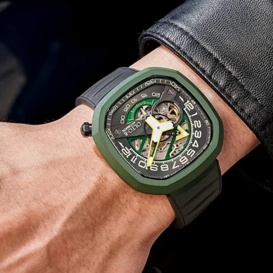 Édition Limitée Montre Existent Hommes Montres-Bracelets Mécaniques De Luxe OLTO-8 d’Extérieur 2023. Osse vous démarque avec cette montre de style skeleton (squelette) qui montre son mécanisme en action.