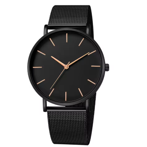 Montre Ultra Mince Homme en Acier Inoxydable. Un design épuré et moderne qui combine une esthétique sobre avec des détails luxueux.