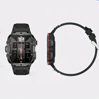 Montre Intelligente Militaire Huawei Xiaomi 2025. Conçue pour les plus exigeants, cette montre intelligente combine une endurance de haut niveau avec des fonctions avancées de santé, de sport et de connectivité complète.