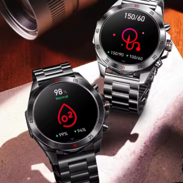 Montre Intelligente AMOLED 1.43 pouces pour Hommes et Femmes. Cette smartwatch de luxe n’est pas seulement élégante, elle est aussi puissante. Conçue avec un boîtier en acier inoxydable et un écran tactile, avec plusieurs fonctions de santé et du sport.